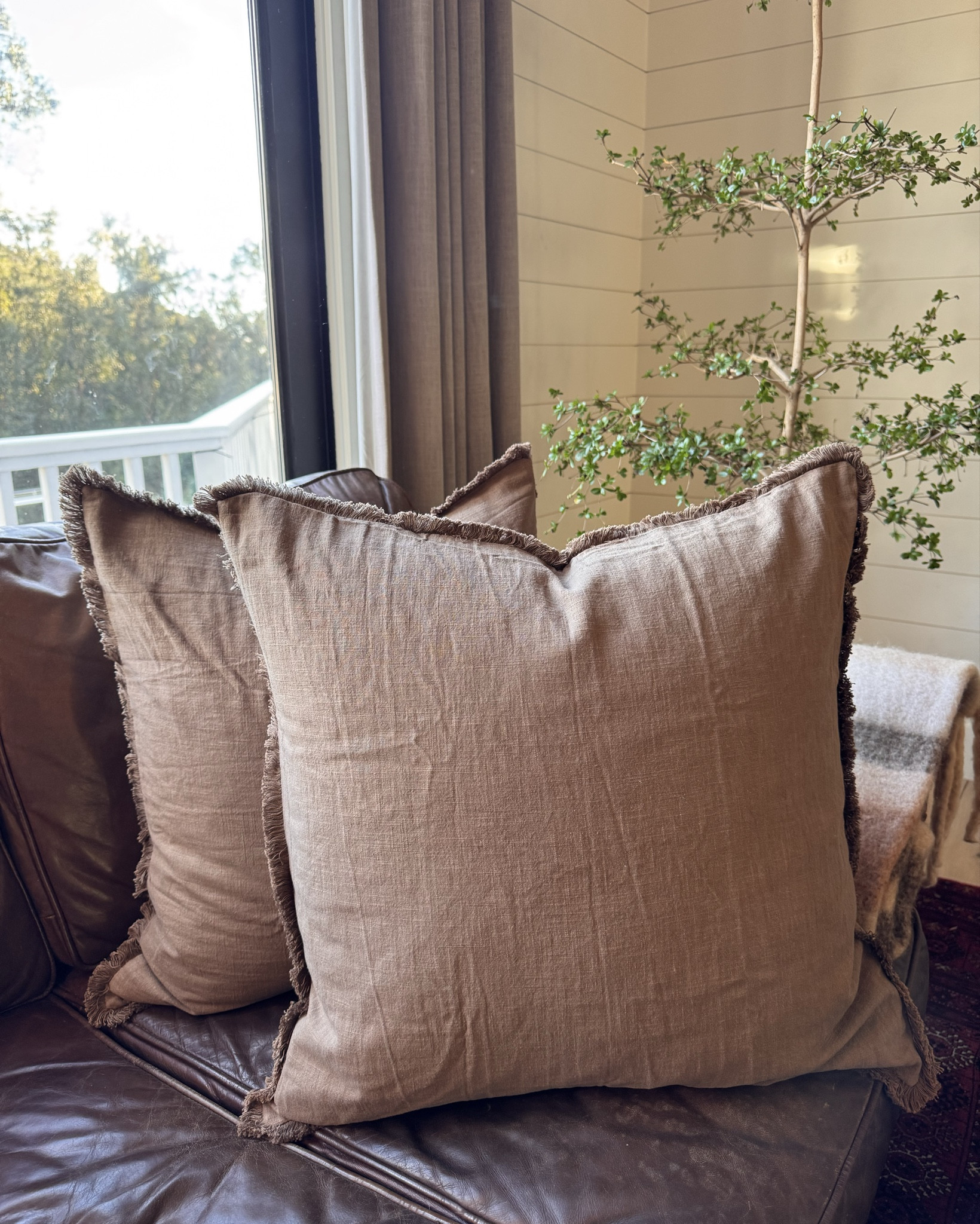 Here Amazon pillows look so high end and they are SO AFFORDABLE!! This is the cocoa brow color. These are the 24x24 size. I always like to do the insert 2 sizes LARGER than the cover so it’s full. My example is same size and it’s more flat  

#LTKHome #LTKmomlife #LTKdayinmylife