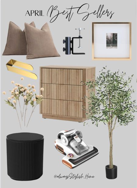 April Amazon best sellers! amazon must haves. fluted nightstand, umbrella clamp, gold frame, affordable texture pillow covers, pom pom stems, fluted cooler table, gold adhesive towel holder, olive tree, dust mite vacuum

#LTKSeasonal #LTKhome #LTKsalealert
