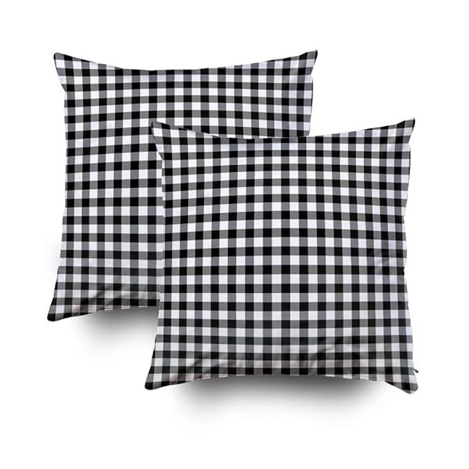 Musesh Pack of 2 Classic Black and White Gingham Checked Pattern Cushions Case Throw Pillow Cover... | Amazon (US)