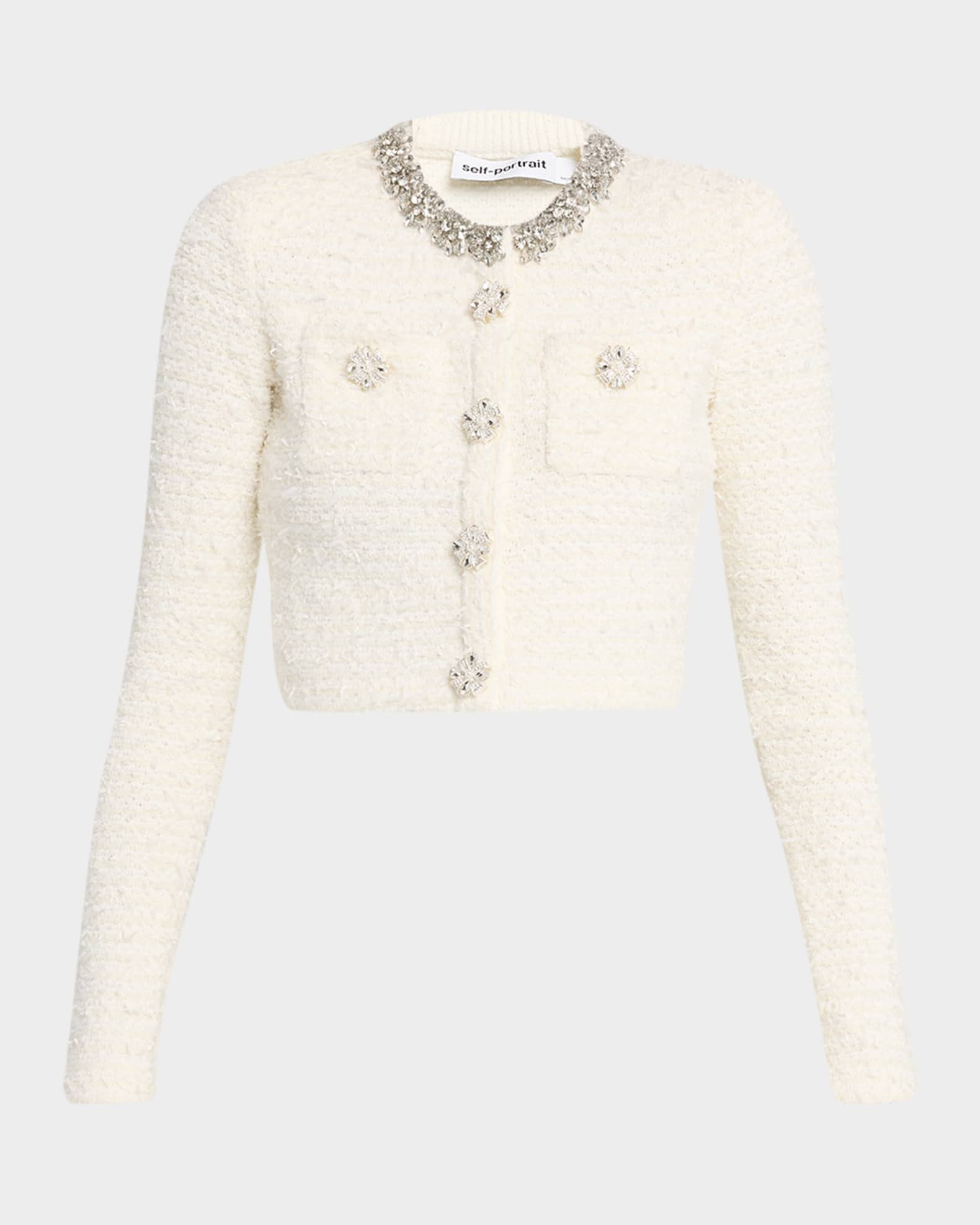 Embellished Textured Knit Cardigan | Neiman Marcus