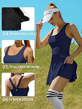 ATTRACO Women Tennis Dress with Shorts Workout Golf Skirts with Pockets Athletic Dresses | Amazon (US)