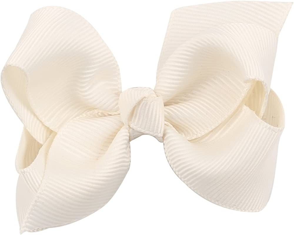 ZOONAI 3 Inch Baby Girl Hair Bows Boutique Hair Clip Teens Toddlers Hairpin Headwear - Set of 2 (Ivo | Amazon (US)