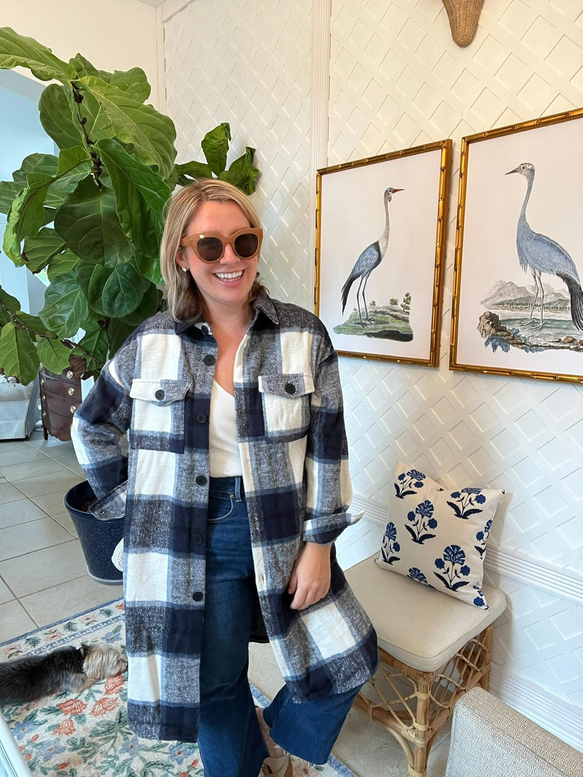 PRETTYGARDEN Women's 2023 Plaid Shacket Jacket Long Sleeve Button Down Shirts Fashion Winter Wool... | Amazon (US)