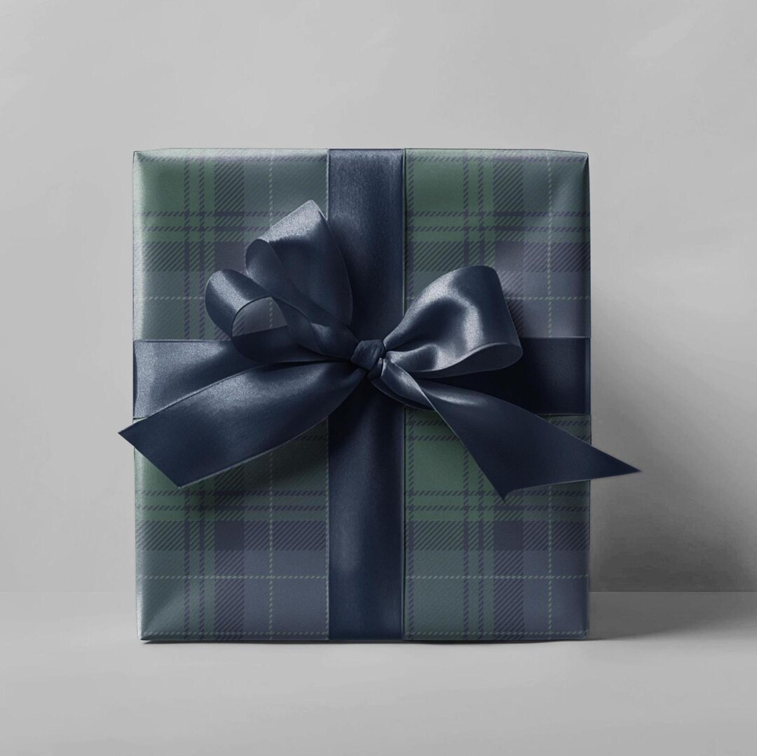 Blue & Green Christmas Plaid Wrapping Paper Roll, Green Plaid Holiday Gift Wrap, Christmas Wrappi... | Etsy (US)