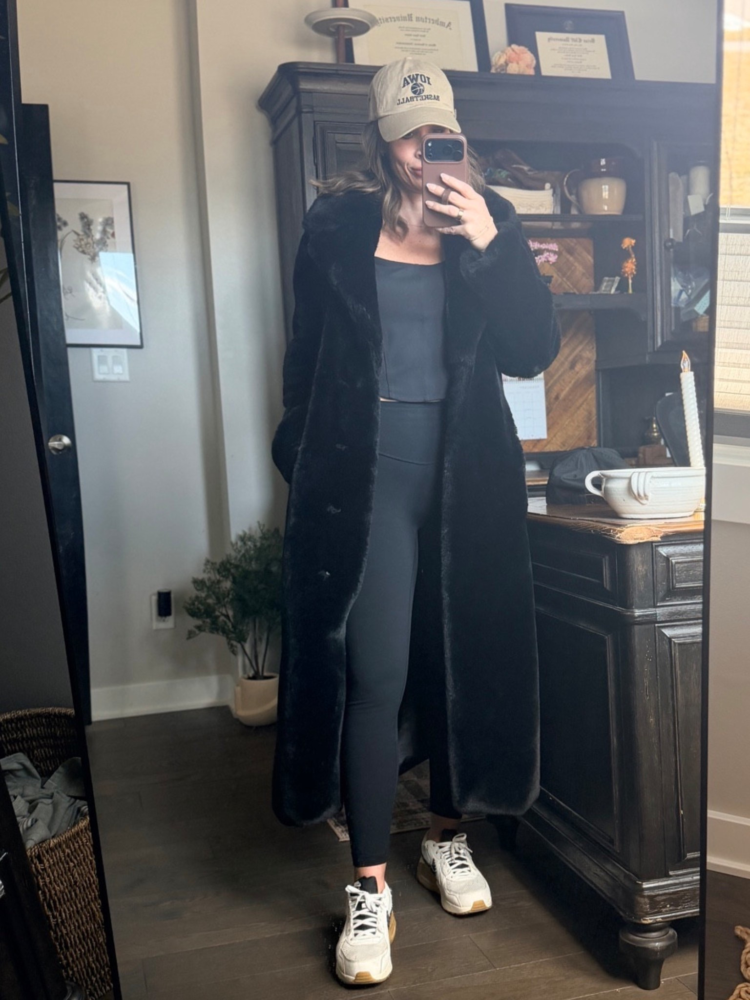 I love a good athleisure outfit. A lot of black on black with sneakers and a hat. Finish the job with a black fur cost for some cool girl vibe. ;) I’m in Iowa so bonus it’s still cold out and we can get away with it in March!

#LTKTravel #LTKOver40 #LTKmomlife