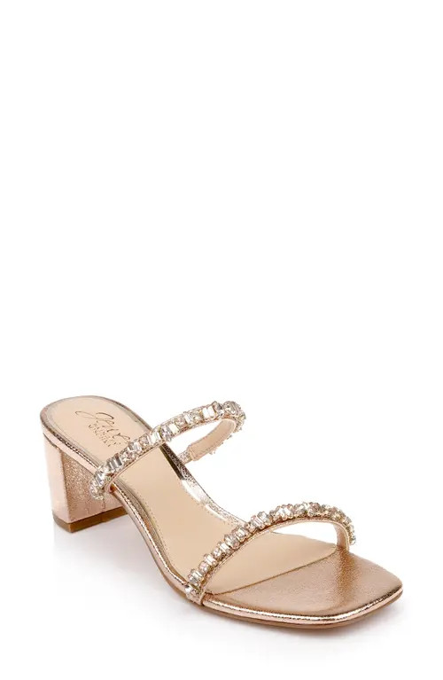 Jewel Badgley Mischka Alessia Slide Sandal in Rose Gold at Nordstrom, Size 9.5 | Nordstrom