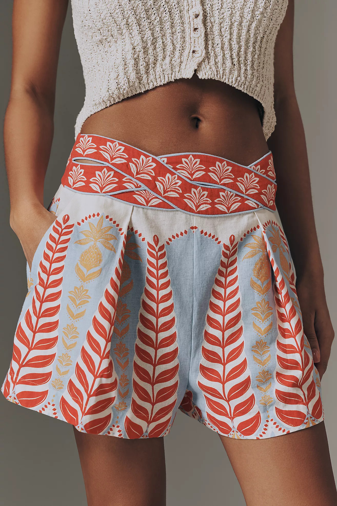 Farm Rio Braided Waist Shorts | Anthropologie (US)