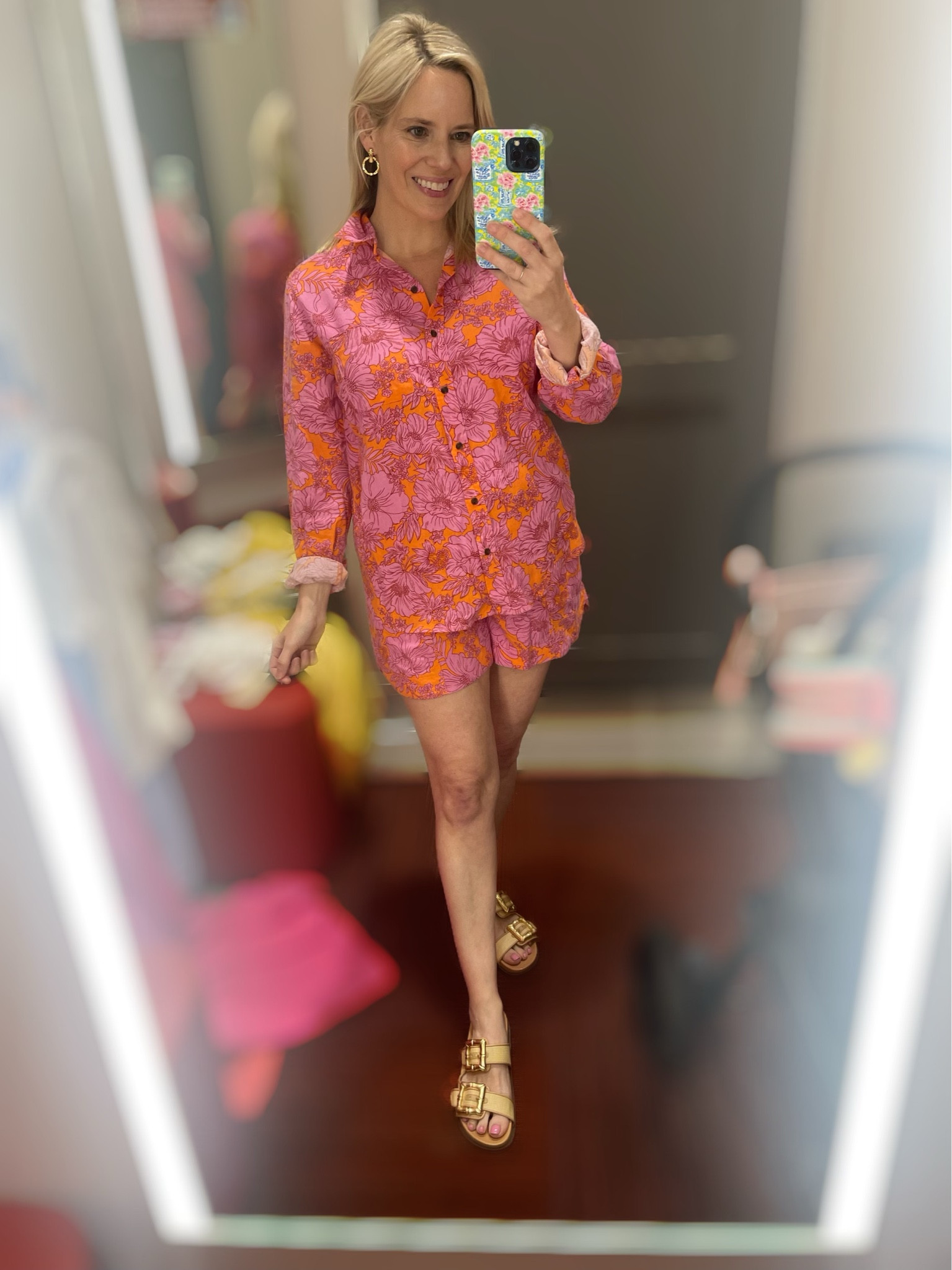 Size small floral linen blend pull on shorts & button down shirt set, target outfits, flat sandals 

#LTKFindsUnder100 #LTKFindsUnder50 #LTKOver40