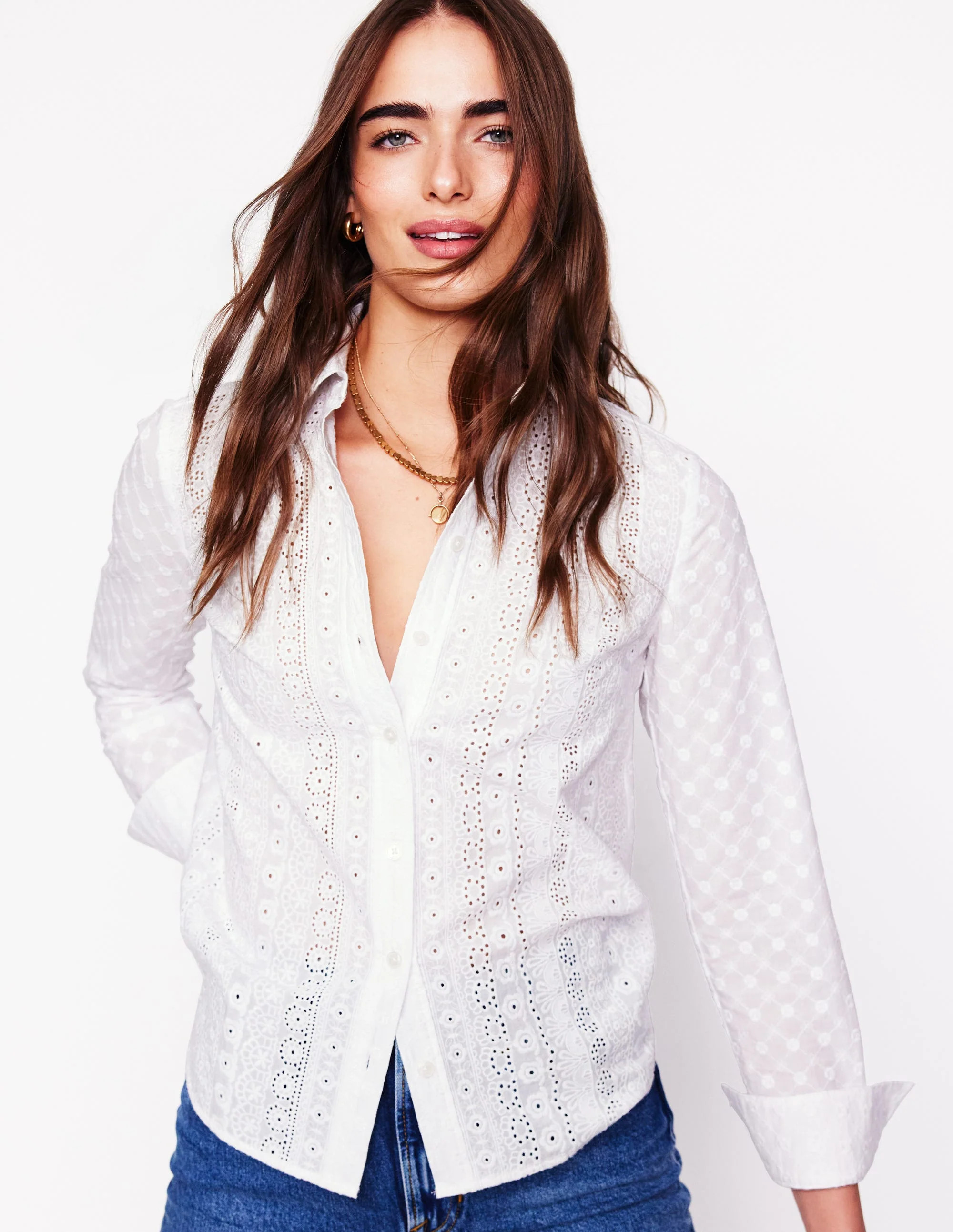 Sienna Fabric Interest Shirt-White | Boden (US)