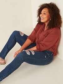 Mid-Rise Rockstar Super Skinny Ripped Jeans for Women | Old Navy (US)
