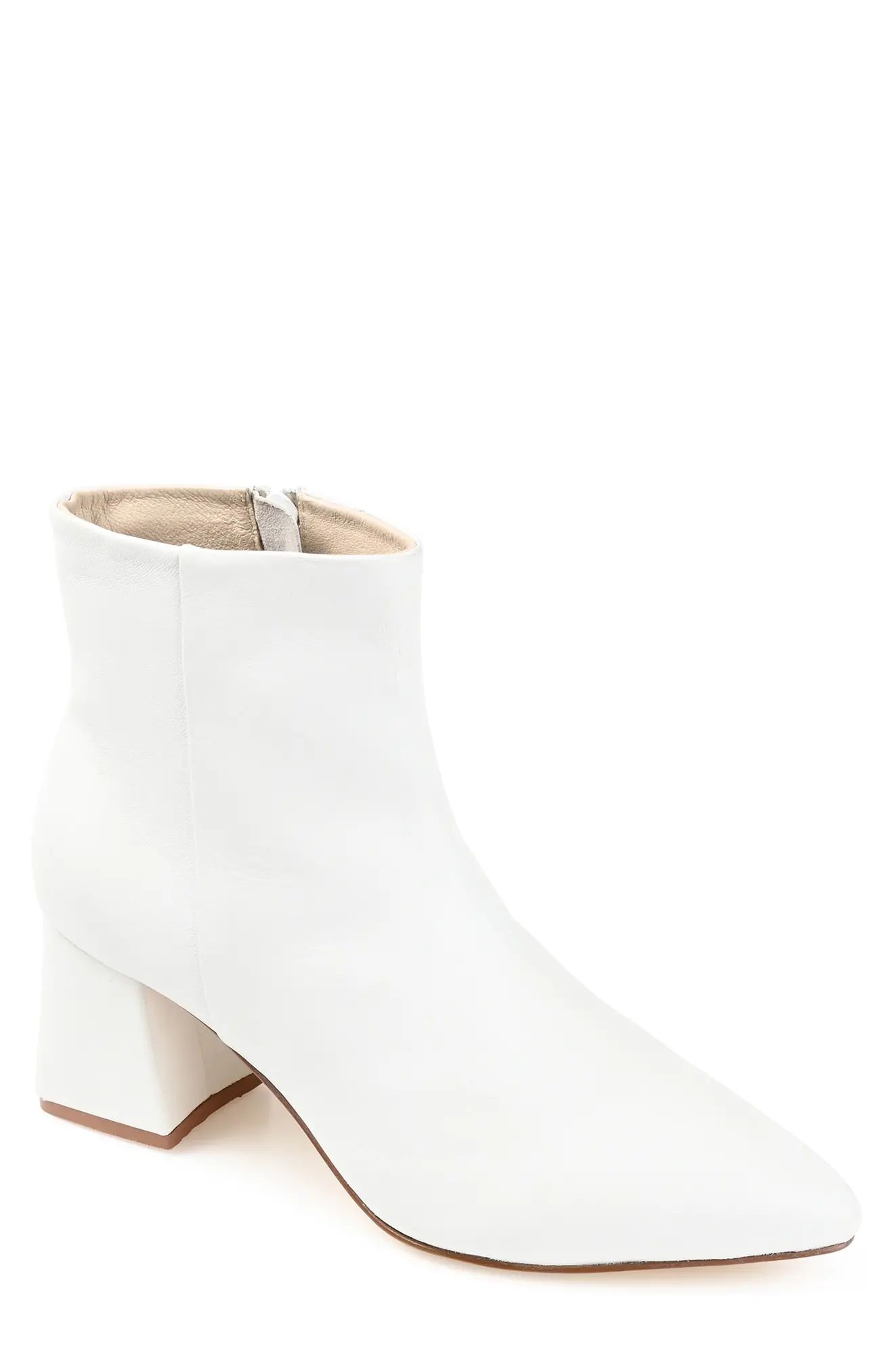 Journee Signature Tabbie Pointed Toe Bootie in White at Nordstrom, Size 6.5 | Nordstrom