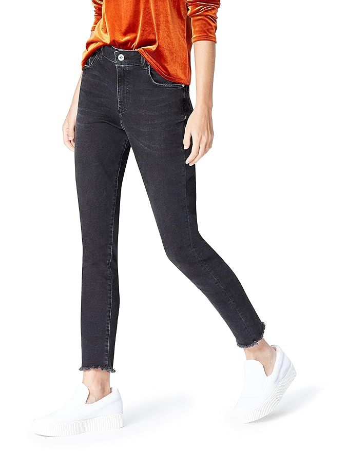 Amazon Brand - find. Women's Skinny High Rise Stretch Frayed Hem Jeans | Amazon (US)