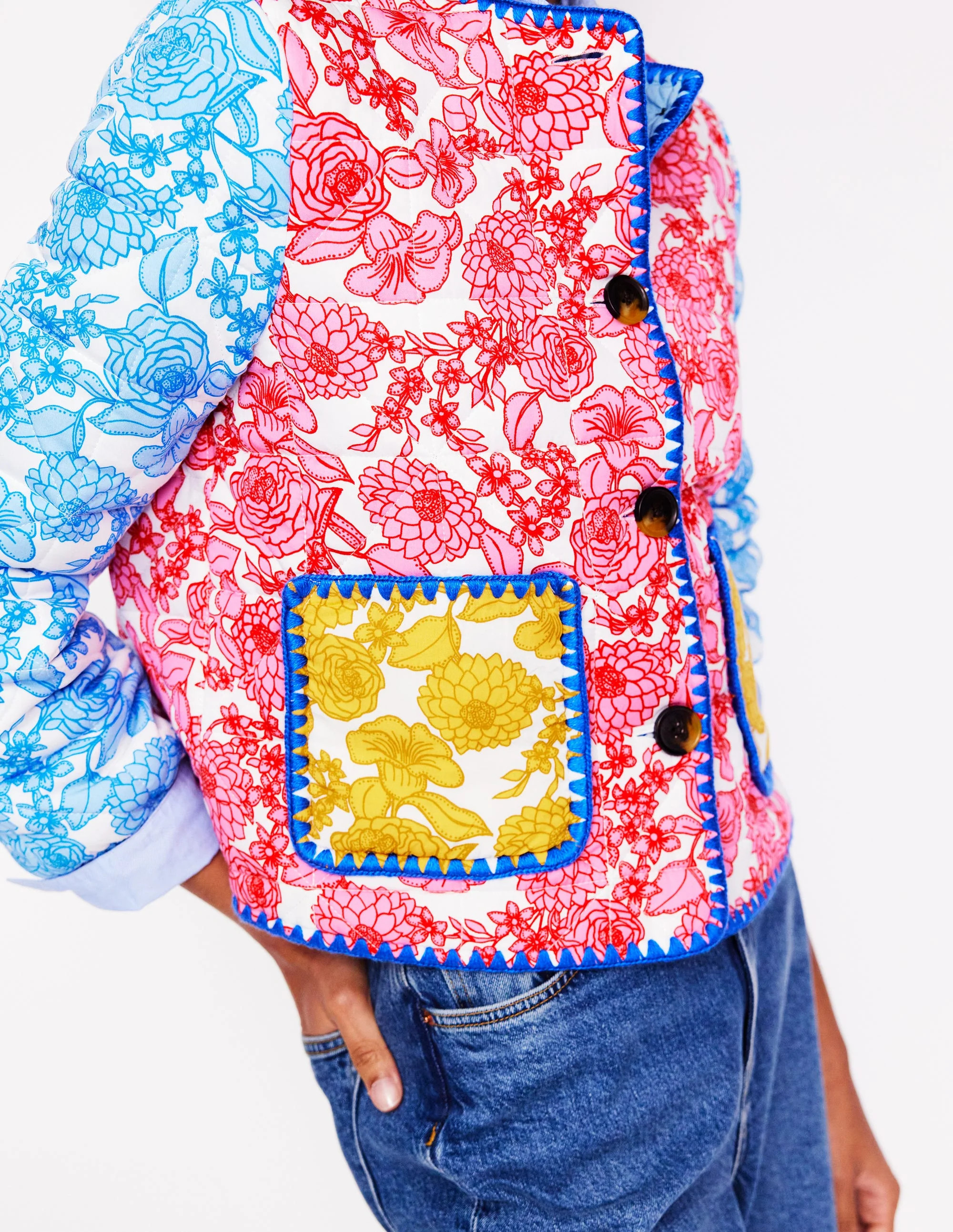 Chelsea Quilted Jacket-Blossom Cascade | Boden UK