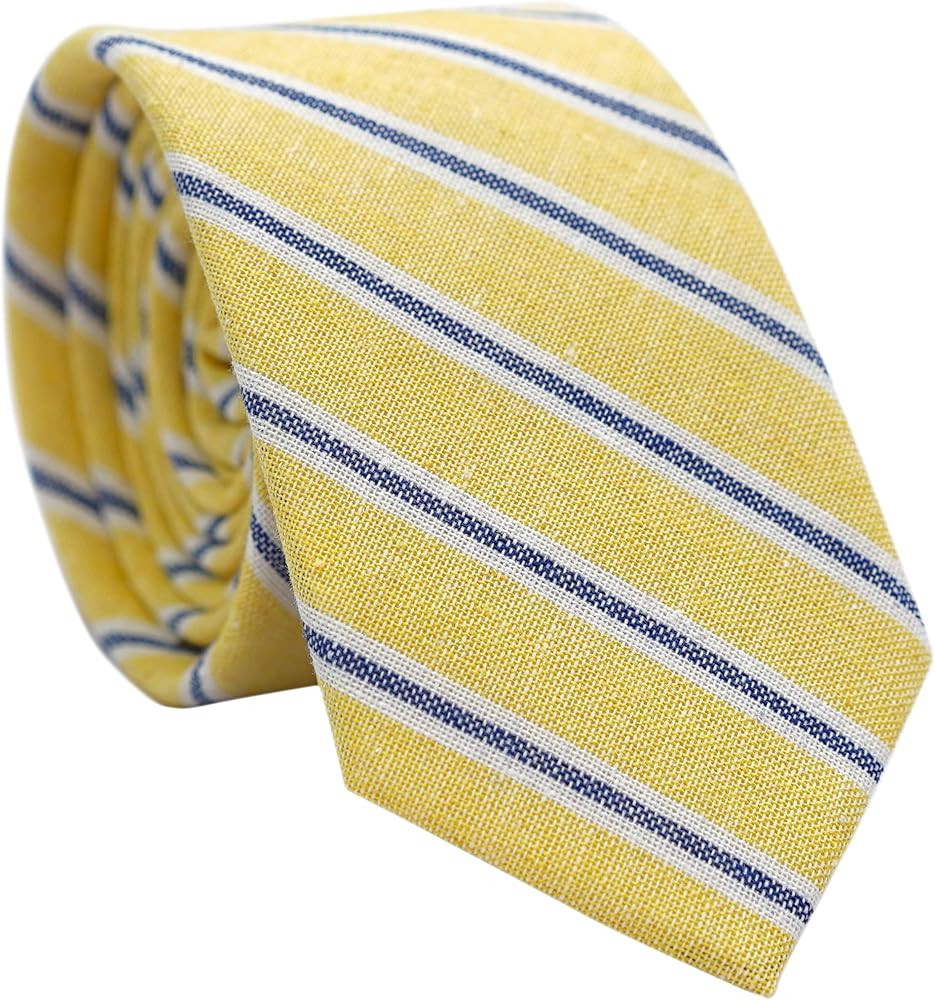 BELLUNO 2.5 inch Skinny Ties for Men, Solid Cotton Linen Neckties | Amazon (US)