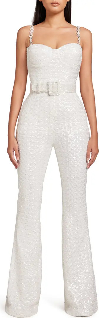 NADINE MERABI Lucinda Sequin Sleeveless Jumpsuit | Nordstrom | Nordstrom