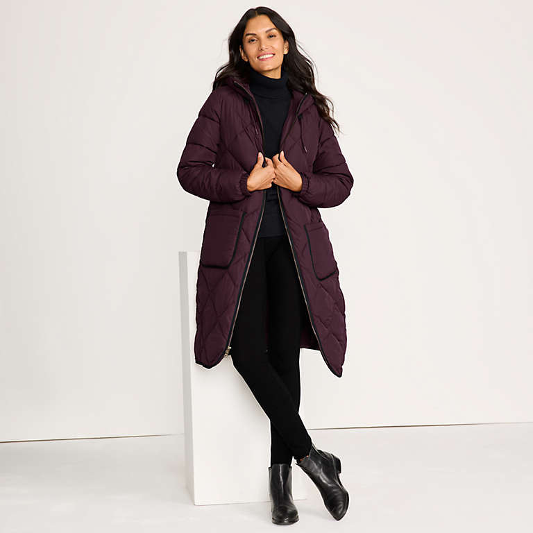 Women's FeatherFree Insulated Diamond Quilted Maxi Coat | Lands' End (US)