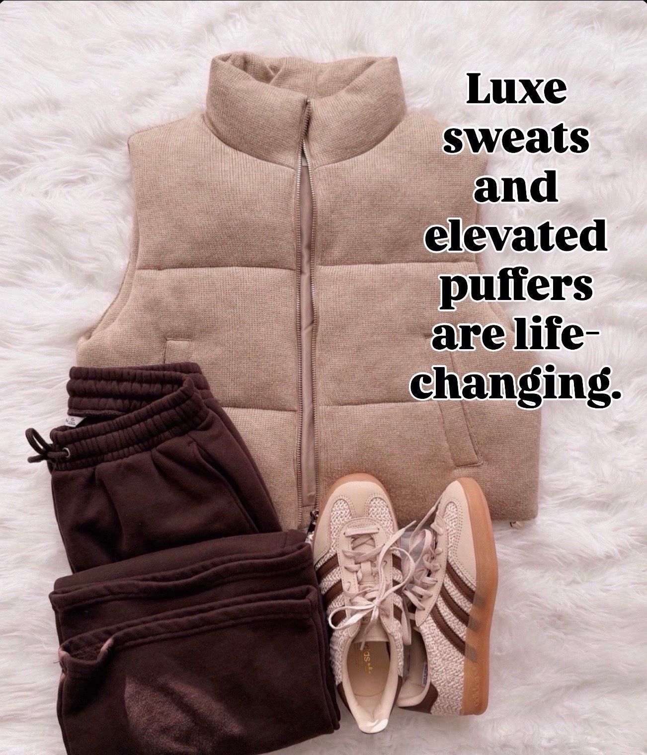 This vest feels richer in person and pairs so well with darker sweats and tonal sneakers. Cozy without being bulky and perfect for running errands or travel.

neutral winter outfits, casual athleisure style, luxe sweats for women, winter puffer vest outfit, elevated basics, amazon sneakers, comfy everyday outfits

#LTKmomlife #LTKHoliday #LTKActive