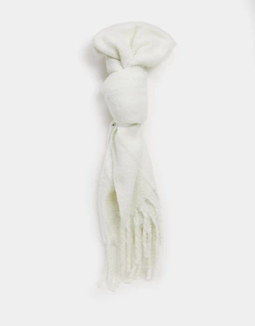 My Accessories London super soft scarf with tassels in white | ASOS (Global)