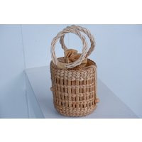 Straw Bucket Bag, Beach Straw Hyacinth Basket, Handbags, Purse, Wicker Summer Beach Bag | Etsy (US)