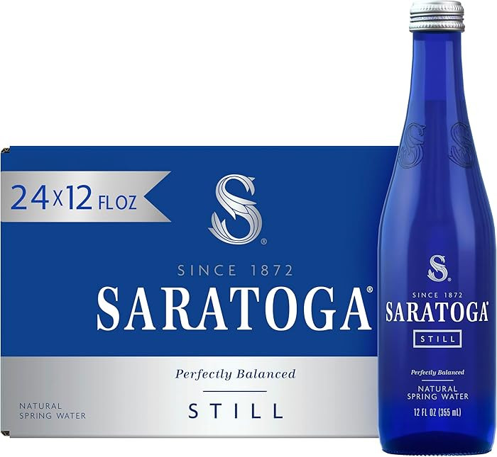 Saratoga Spring Water Bottles, 24 Pack – Still Bottled Water - Glass Bottles - 12 Fl Oz | Amazon (US)