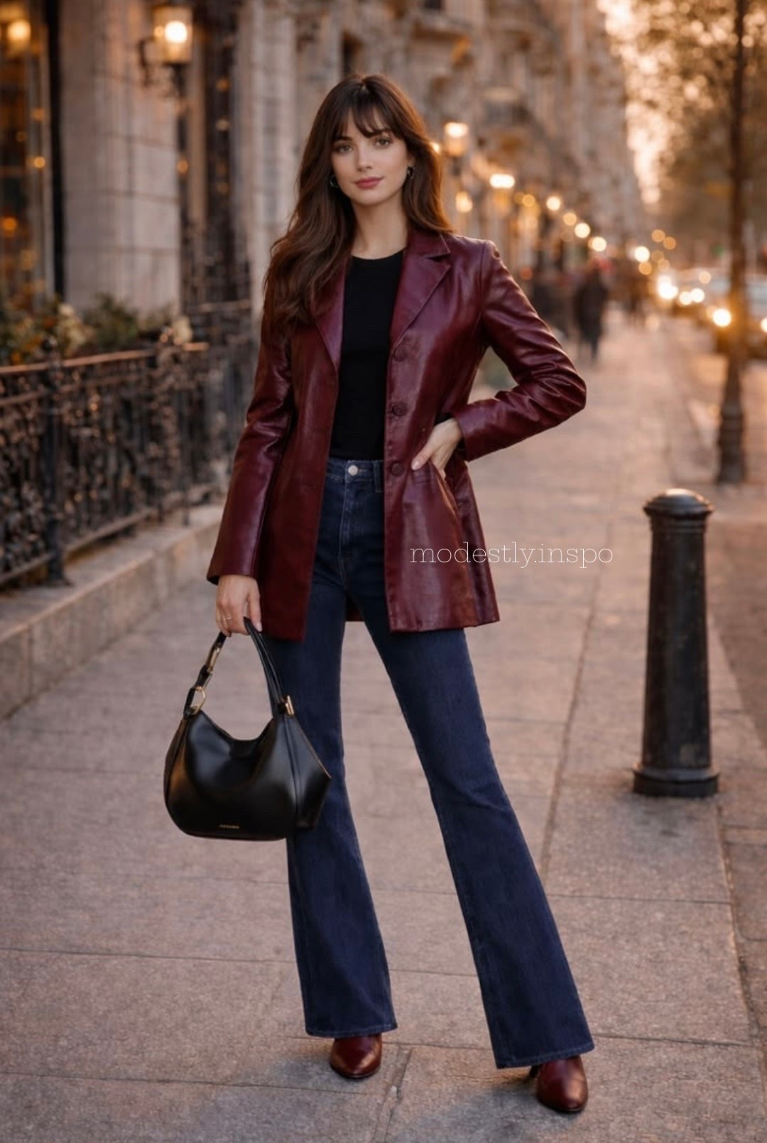 burgundy blazer, burgundy trench coat, Meshki blazer, Abercrombie jeans, bootcut jeans, dark wash jeans, black tote bag, black tshirt outfits, outfit ideas, outfit inspo, modest, classy, chic, elegant, casual, high knee boots, burgundy boots

#LTKSaleAlert #LTKgrwm #LTKootd