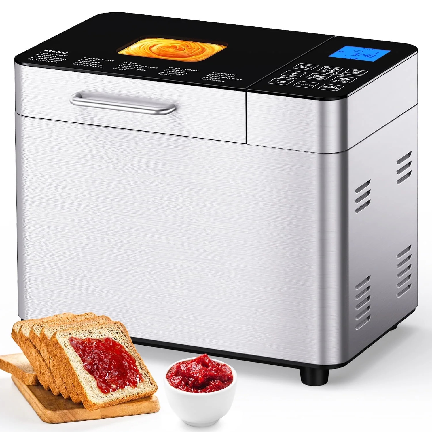 TINANA 25-in-1 Stainless Steel Bread Maker Machine, 2 LB Wheat Bread Making Machine with Recipes,... | Walmart (US)