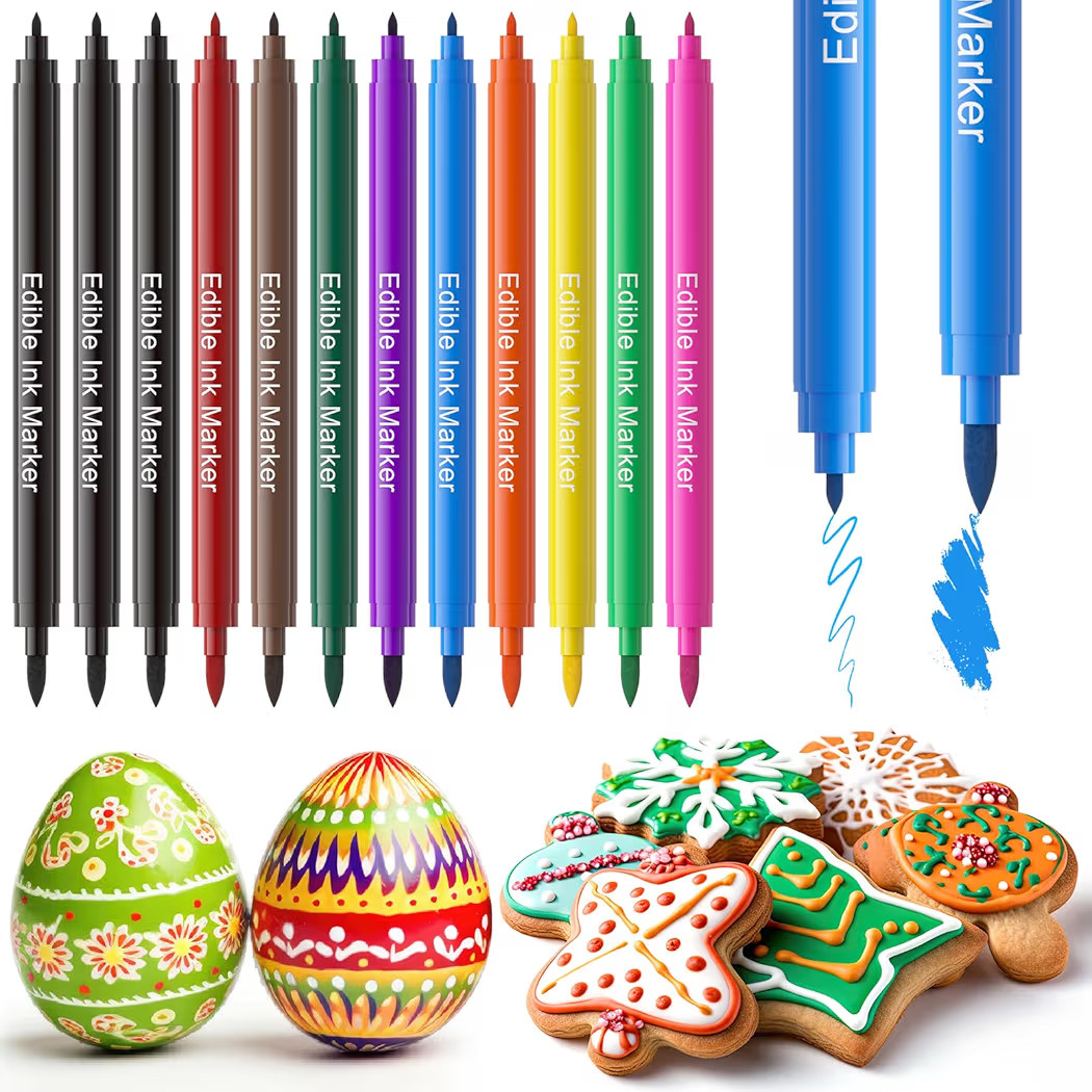 Jewem Edible Markers for Cookie Decorating,12Pcs Food Coloring Pens, Double Side Food Grade Pens ... | Amazon (US)