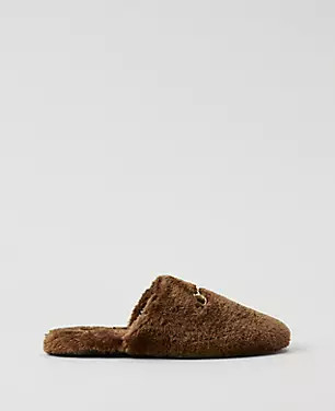 Horsebit Fuzzy Slide Flat | Ann Taylor (US)