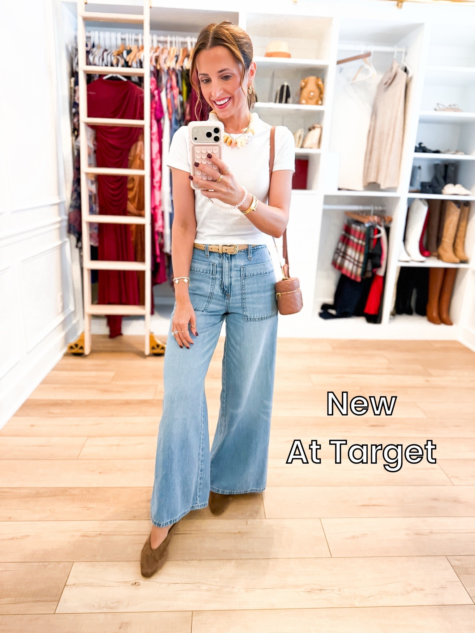 Elevated casual outfit. Everyday outfit. Fall outfit. Fall style. Mom outfit. New at Target! The palazzo style wide-leg jeans that are giving designer vibes! Wearing 00 regular - these are full length on me and I was able to shrink an inch off length in washer/dryer. I am 5’3. I grabbed the lighter wash, too! XS in baby white tee. Mules are TTS and super comfy. Beaded necklace. YSL vanity purse.

#LTKootd #LTKgrwm #LTKPetite

#LTKgrwm #LTKootd #LTKPetite