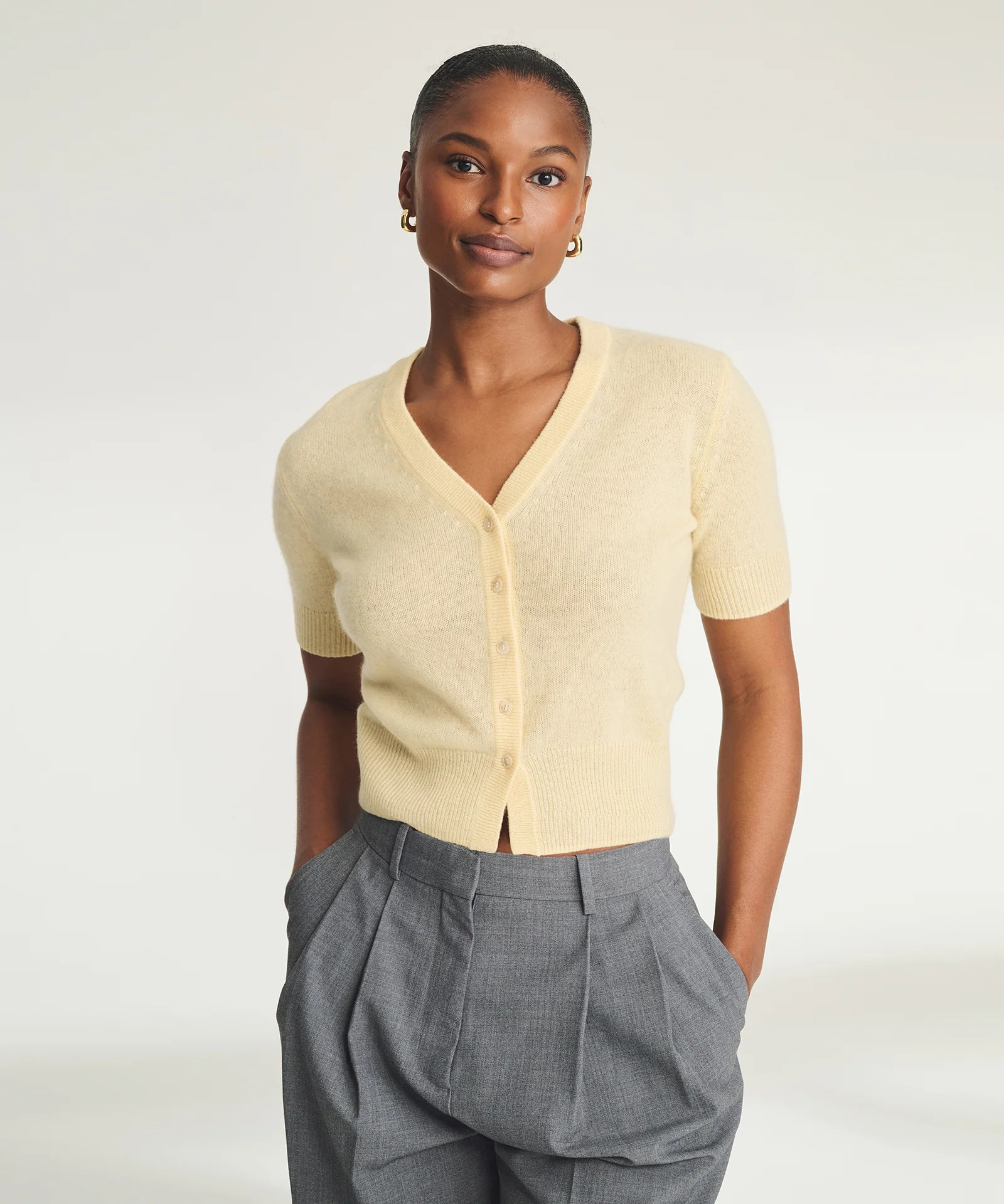 Lightweight Cashmere Short Sleeve Cardigan | NAADAM