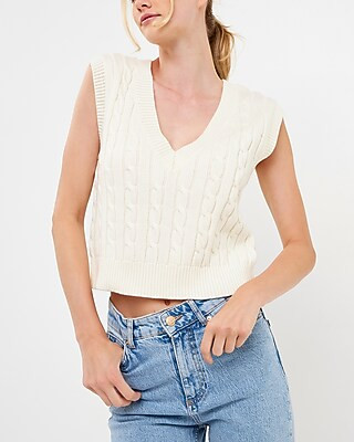 English Factory Cable Knit Chunky Vest | Express