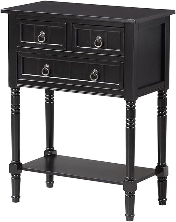 Convenience Concepts Kendra 3 Drawer Hall Table with Shelf, Black | Amazon (US)