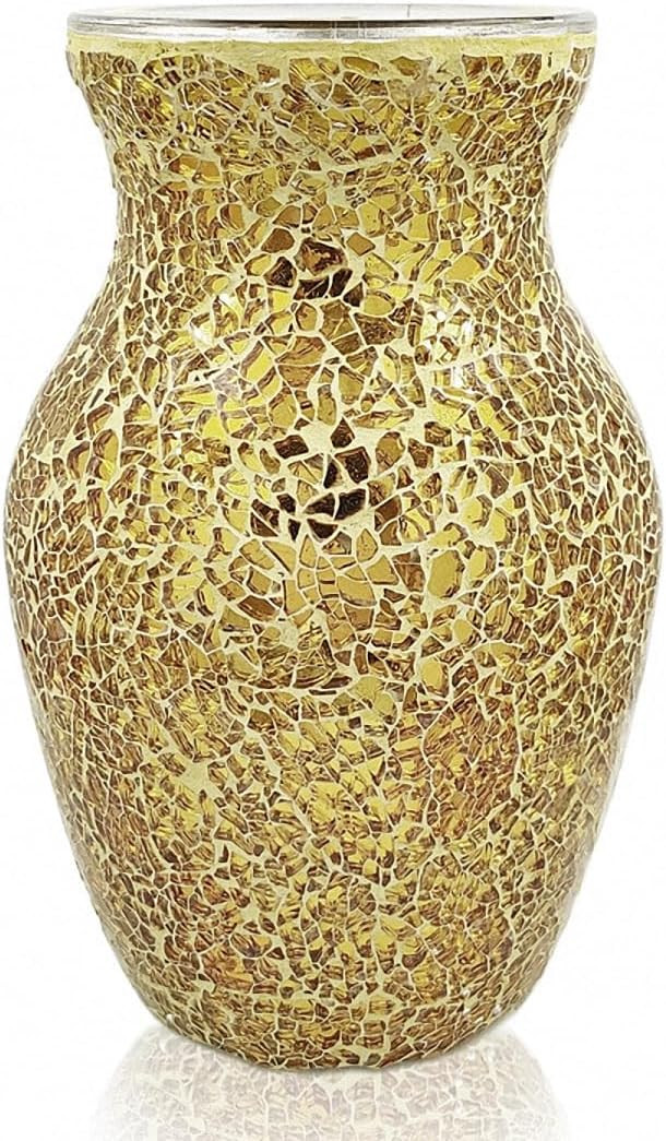 Tempered Mosaic Glass Vase 7.8inch (Gold) | Amazon (US)