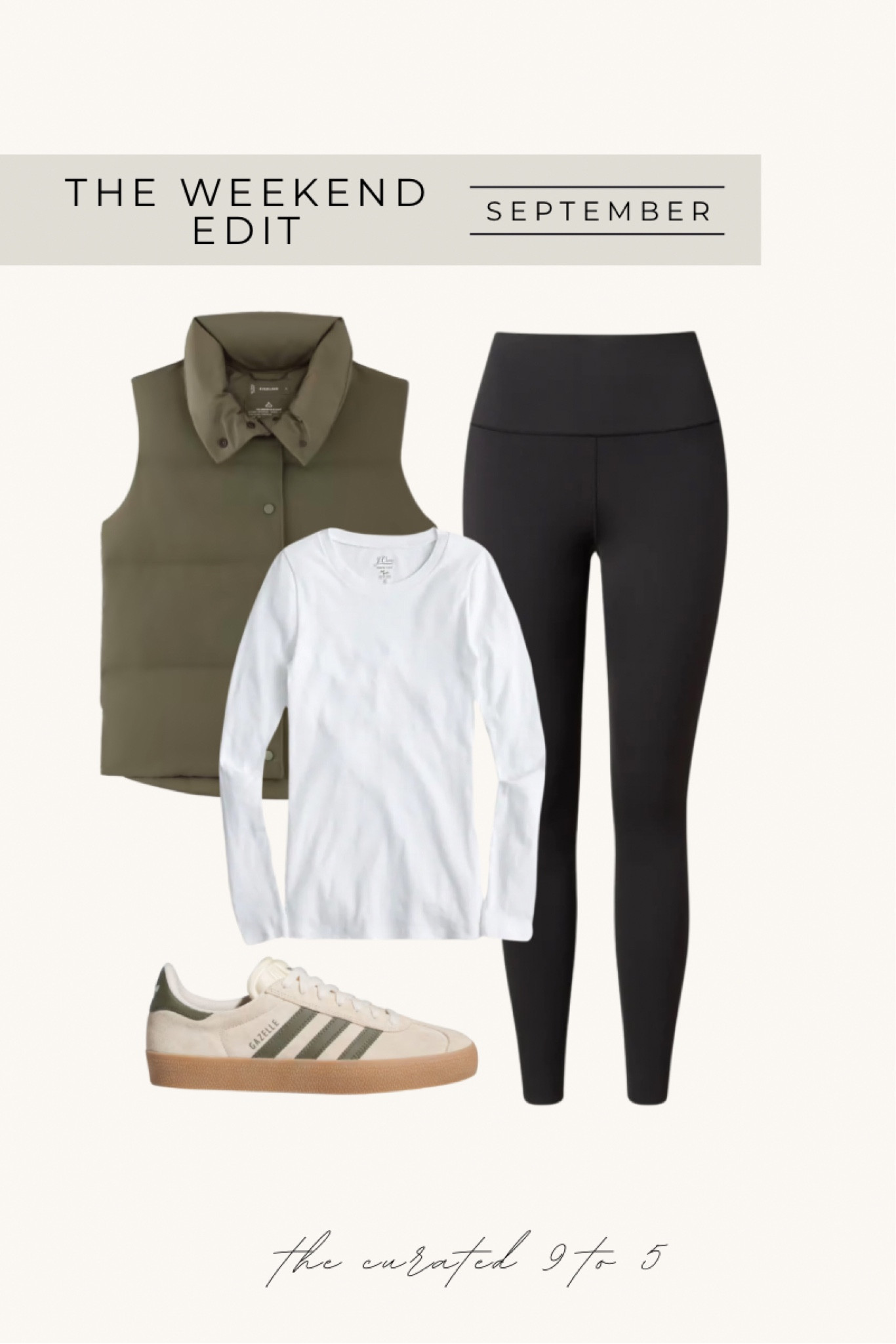 The Weekend Edit: September

Black legging, puffer vest, long sleeve white tee, Adidas samba, fall outfit, casual style, mom style

#LTKSeasonal #LTKStyleTip #LTKActive