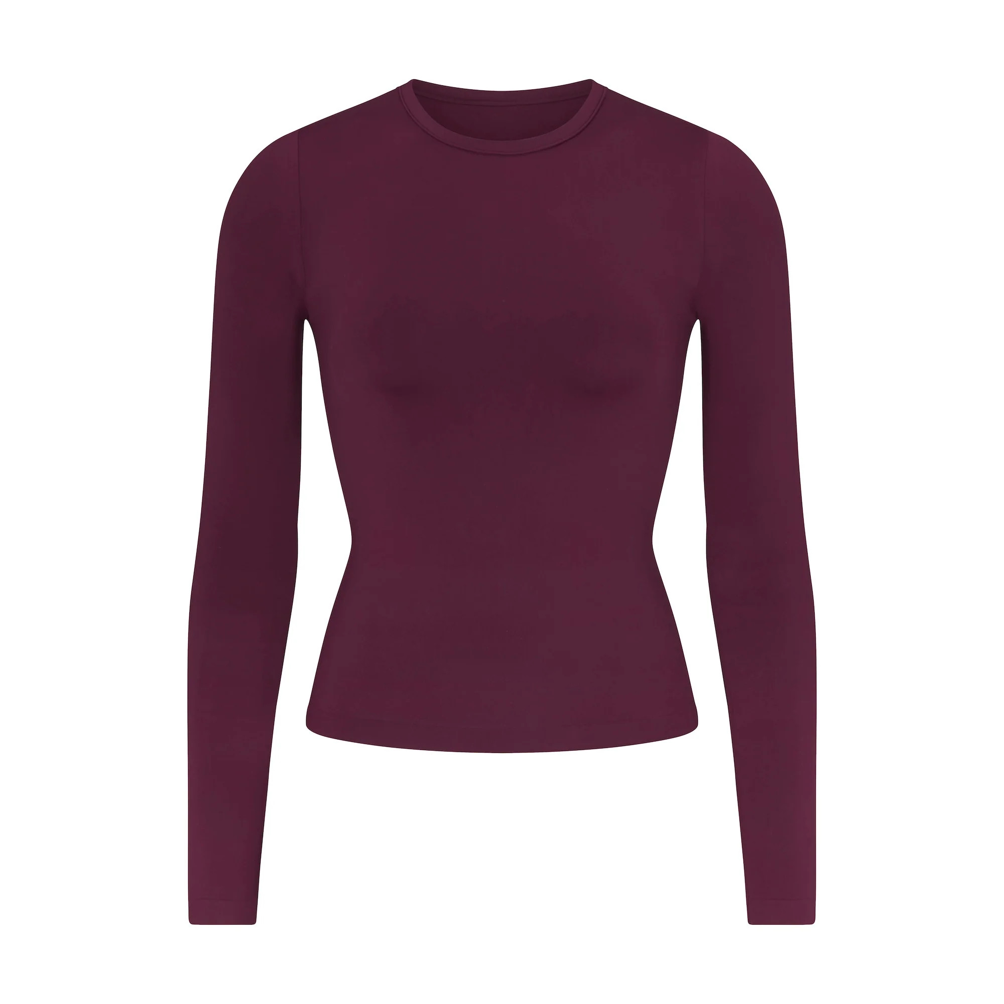SOFT SMOOTHING SEAMLESS LONG SLEEVE T-SHIRT | DEEP BERRY | SKIMS (US)