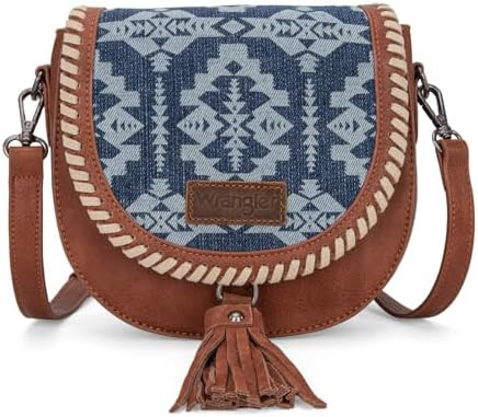 Wrangler Saddle Bag Purses for Women Small Crossbody Satchal Bag Embossed Braid Handbags | Amazon (US)