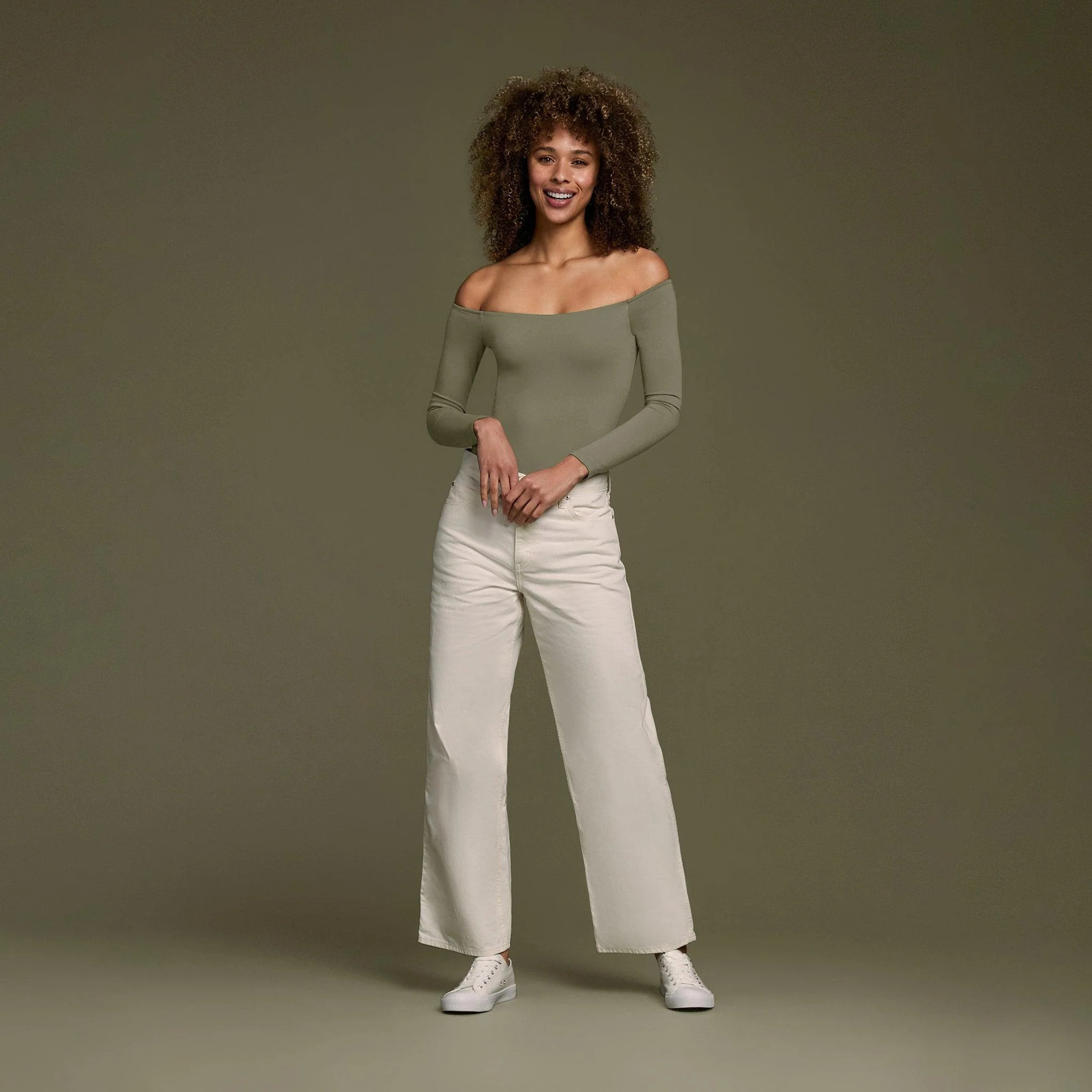 Women's Off The Shoulder Bodysuit - Dark Olive - nuuds | nuuds