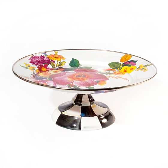 Flower Market Small Pedestal Platter - White | MacKenzie-Childs