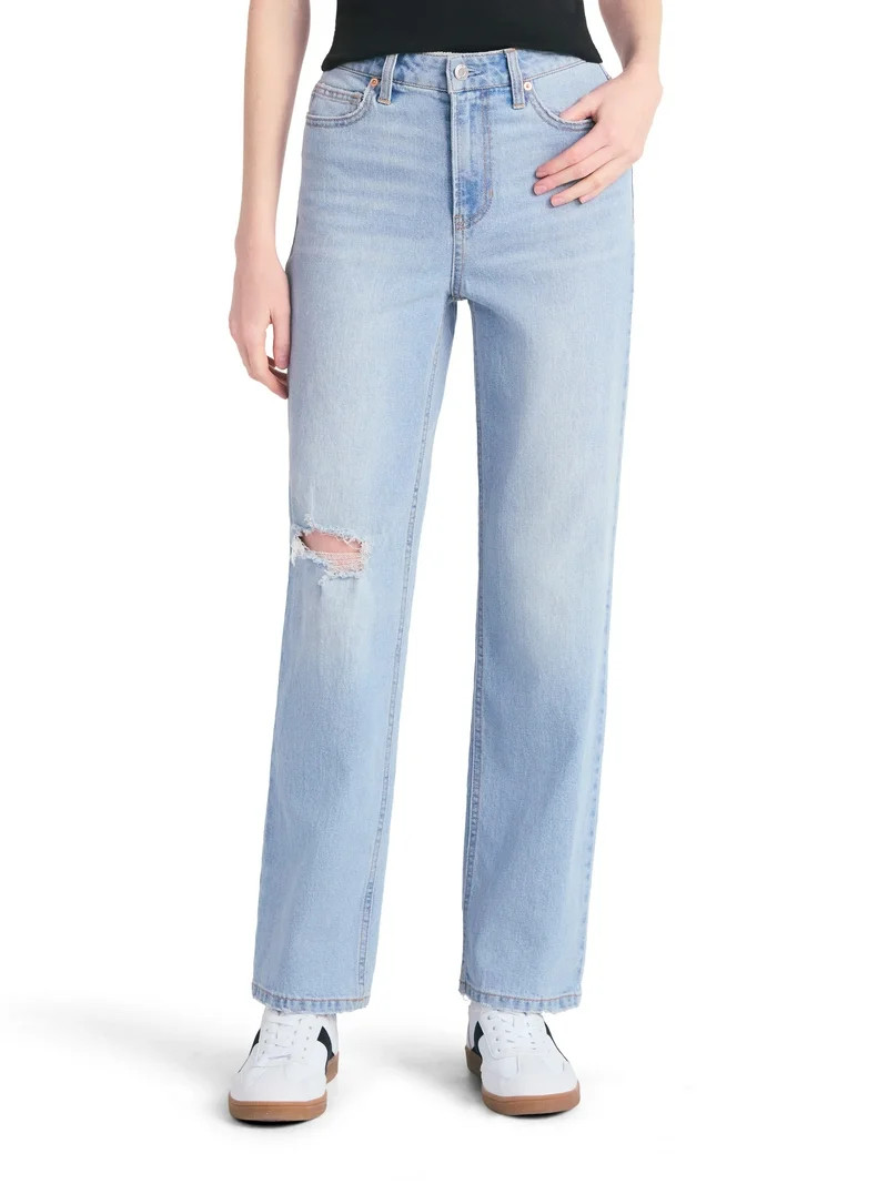 No Boundaries High-Rise Straight Leg Jeans, 32” Inseam, Women’s | Walmart (US)