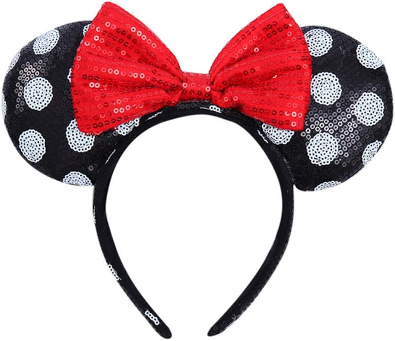 FGEARBTW Mouse Ears Bow Headbands Glitter Princess Party Decoration Belle Cinderella Jasmine Merm... | Amazon (US)