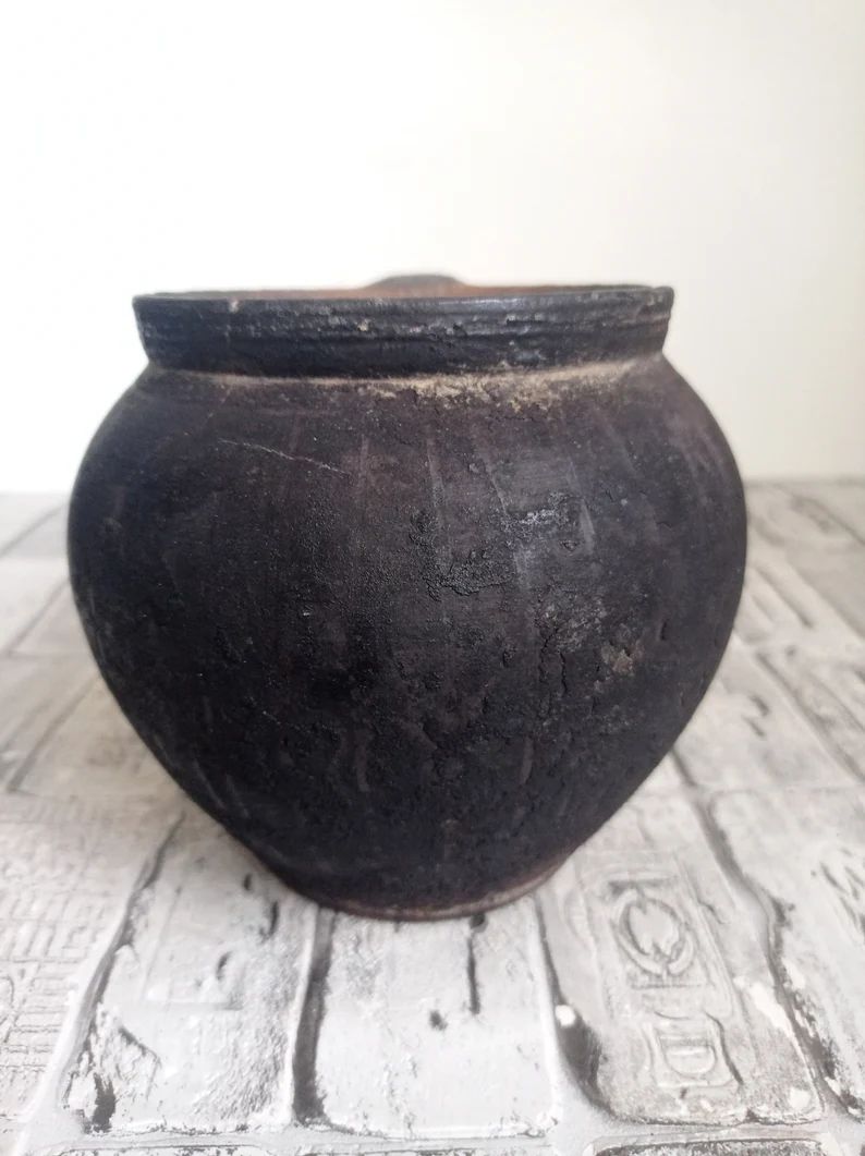 Wabi Sabi Pot, Small Vintage Clay Pot, Small Rustic Clay Vase, Primitive Clay Pot - Etsy | Etsy (US)
