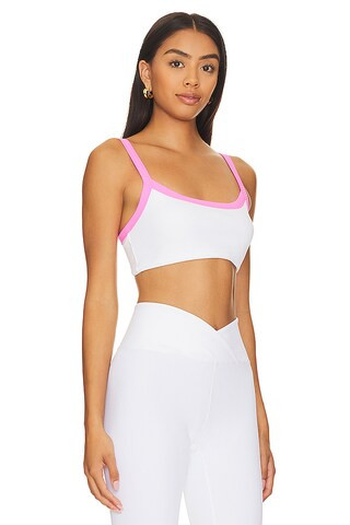 Ribbed Sports Bra in Pink & White | Revolve Clothing (Global)