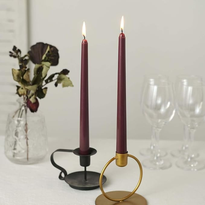 Efavormart 12 Pack | Metallic Burgundy 10" Premium Wax Taper Candles, Unscented Candles | Amazon (US)