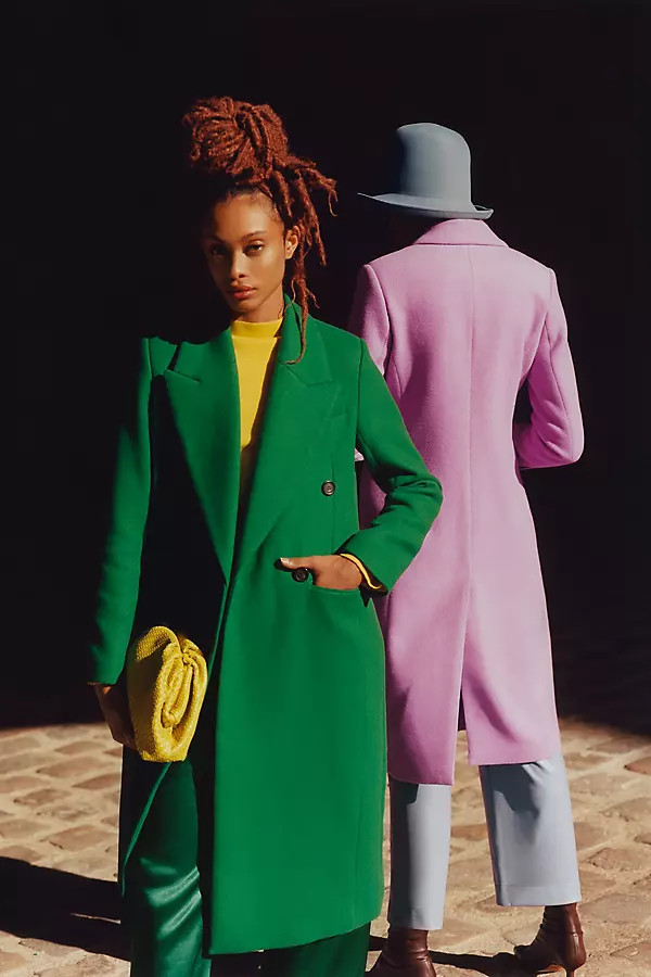 Avec Les Filles Double-Breasted Coat By Avec Les Filles in Green Size M | Anthropologie (US)