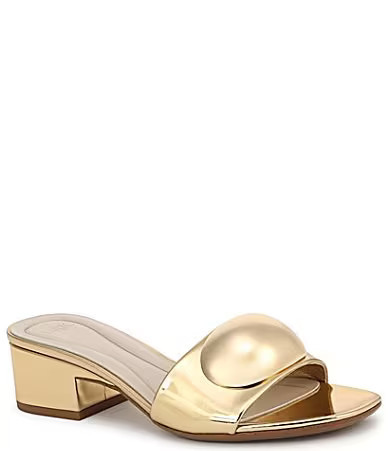 Sarto by Franco Sarto Nika Metallic Leather Dress Slide Sandals - 8 | Dillard's