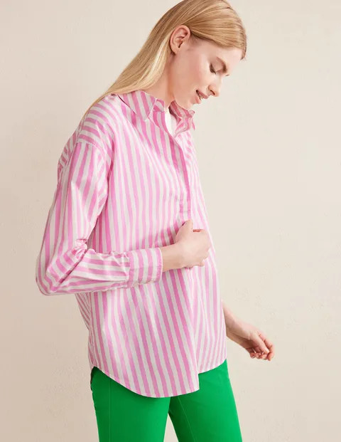 Oversized Cotton Shirt - Pink Stripe | Boden (UK & IE)