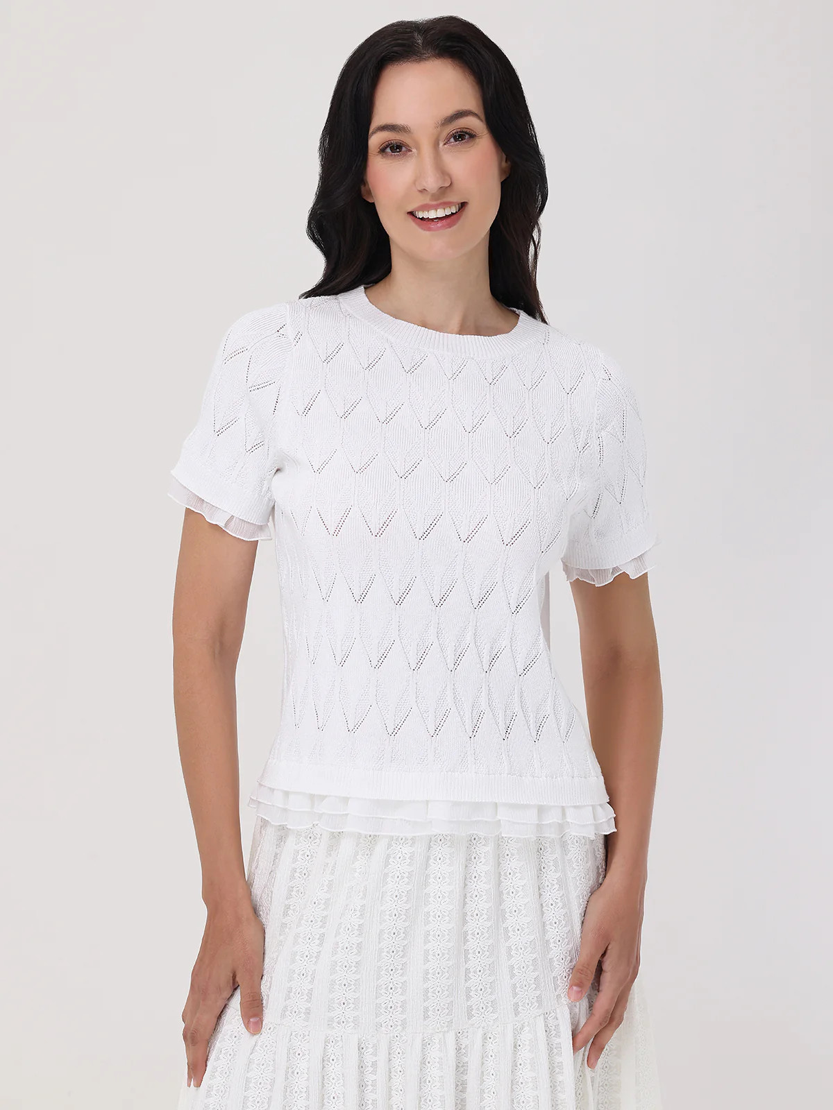 89th & Madison Pointelle Ruffle Trim Sweater | 89th + Madison
