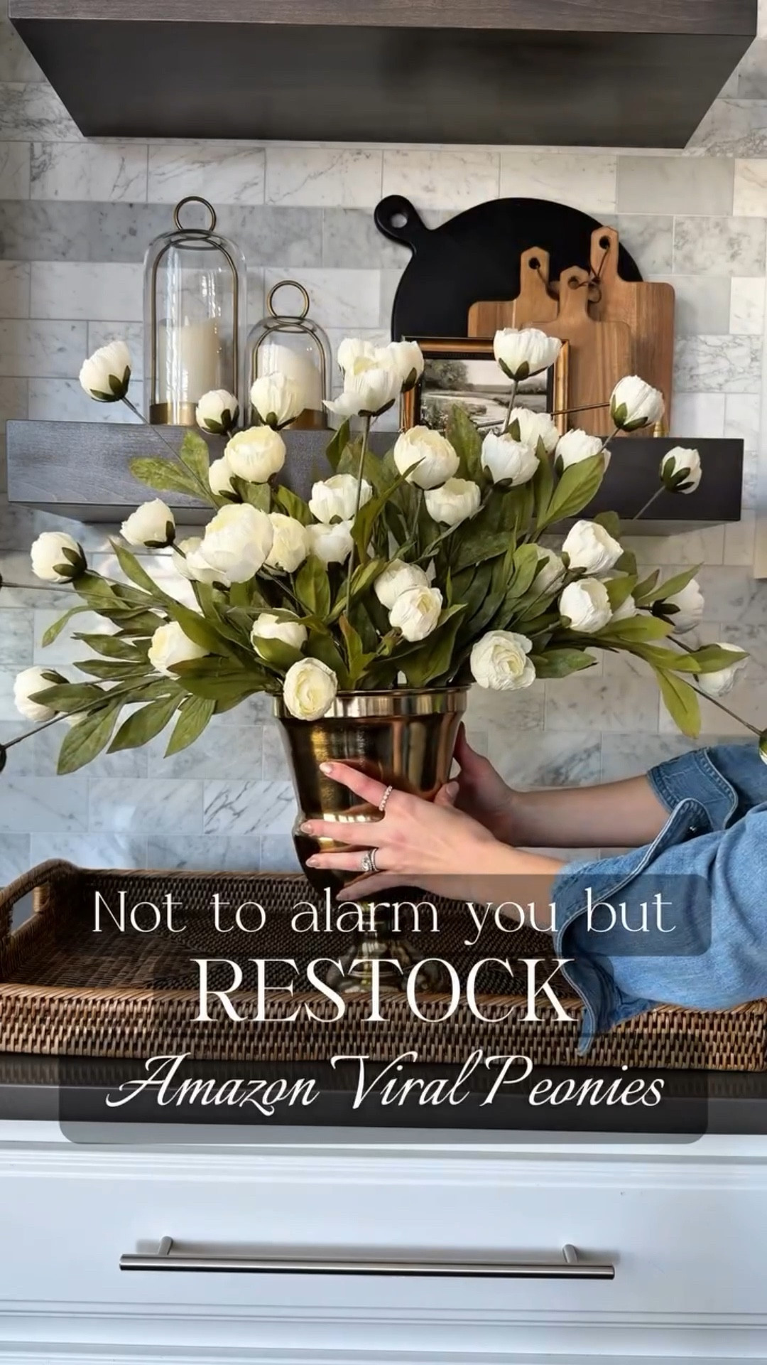 Back in stock!! 🤍 These sold out so fast last time! The cream peonies look incredibly high end, even compared to last year’s viral ones, and the gold vase is stunning for the price 😍

The silk petals are super soft and layered so you can fluff them open for a fuller look or keep them closed. 🌸 I used a 12-pack here and it’s the perfect amount!

cream peonies, faux peonies, artificial flowers, Amazon home finds, brass vase, Amazon decor, faux florals, spring arrangements, 2026 home decor #inspiremehomedecor #amazonhomedecor viral peonies

#LTKSeasonal #LTKFindsUnder100 #LTKHome