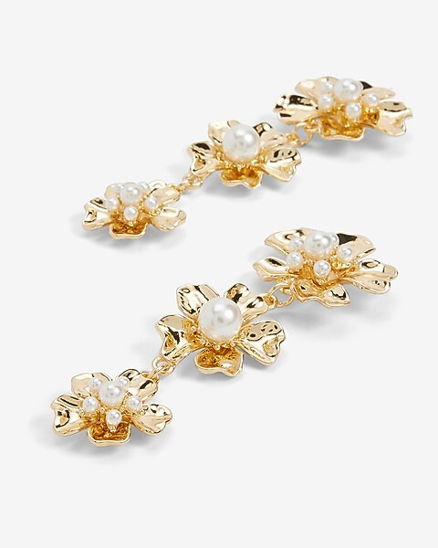 Flower Pearl Drop Earrings | Express