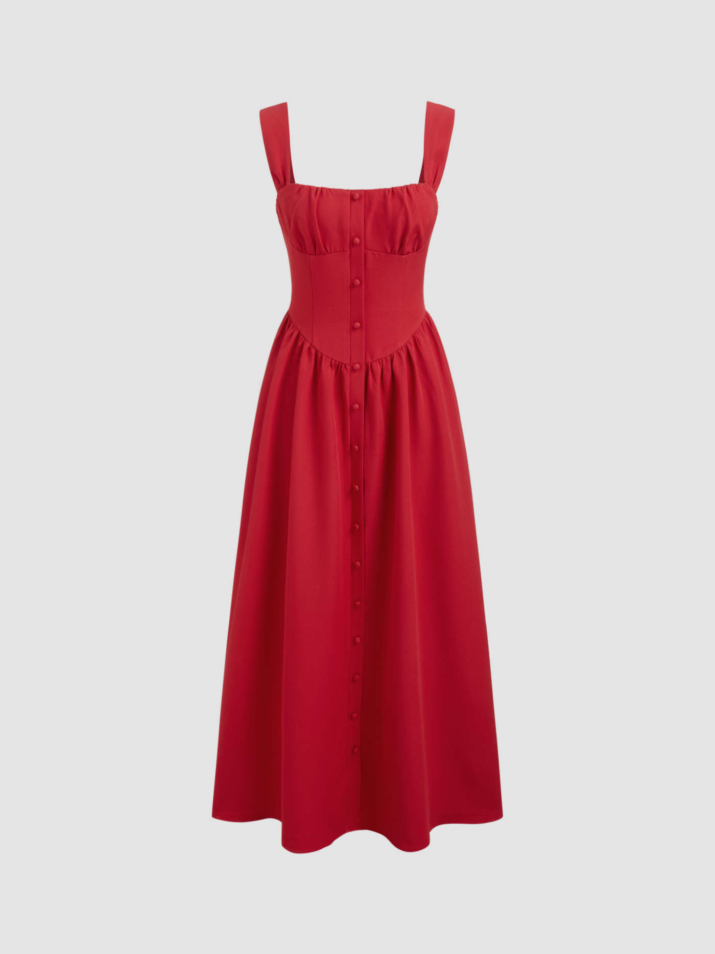 Square Neck Solid Ruffle Zipper Maxi Dress | Cider
